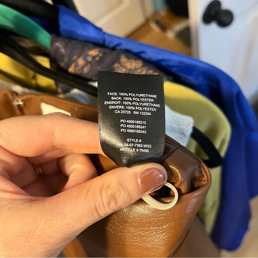 Aritzia Wilfred Brown Vegan Leather Mini Skirt Size 2 - Picture 4 of 5
